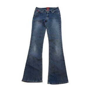 Y2K Tilt Mid Rise Stretch Flare Blue Gray Jeans Size 3 Long